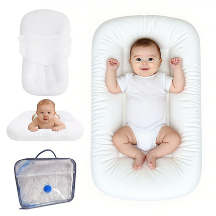 Baby Lounger for Infants Babies 0-24 Months, Bionic Organic Lounger, Soft Cotton Breathable Infant Floor Seats & Loungers for Newborn Baby Shower Gifts (Grey)