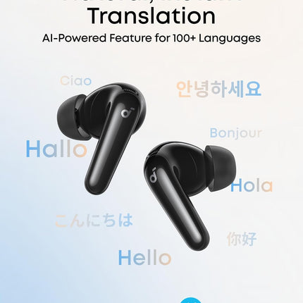 Translation Earbuds, Real-Time Adaptive Noise Cancelling, Hi-Res Sound, 50H Playtime, Wireless Earbuds, Bluetooth Earphones, Spatial Audio, Fast Charging, IP55 (Black)
