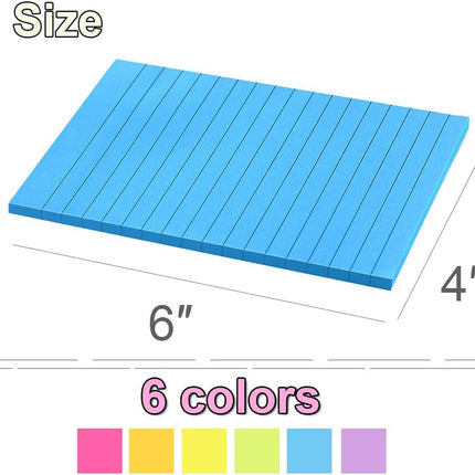 SourcetoHome (6 Pack) Lined Sticky Notes 4x6 in,Large Notepads with Lines,Ruled Stickies Super Sticking Power,Office School Memo Note Pads Bright Colors,Post on Windows Doors,Recyclable,Easy to Write on - supplement facts label