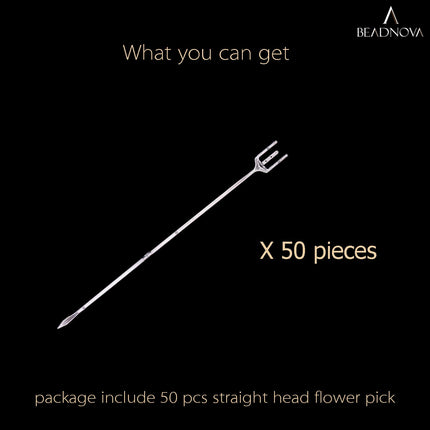 Floral Pick Card Holder 50pcs 9inch Plastic Straight Head Flower Pick Card Holder for Floral Arrangement Bouquet Wedding Decoration (Fork Shape Head)