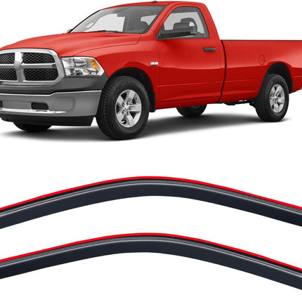 in-Channel Rain Guards for 2009-2018 Dodge Ram 1500 Standard Cab, 2010-2025 Ram 2500 & 3500 Regular Cab, 2019-2024 Ram 1500 Classic, Window Visor Shields Vent Deflector Shade Wind Dark Smoke, 2PCS