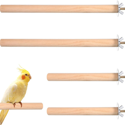 4PCS Bird Perches Parakeet Perches Wooden Parrot Perch Stand Wood Perche with Different Widths Bird Cage Toys Cage Accessories for Macaws, Small Parakeets, Conures, Budgies, Finches