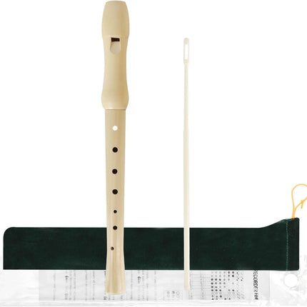 Maple Wooden Soprano Recorder, C Key German Style Fingering 8 Holes 2 Piece School-Approved Musical Instrument Pupil Student Educational (Wood Color)