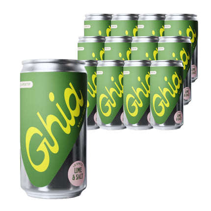 Ghia Non-Alcoholic Le Spritz | Lime + Salt 12-Pack | Canned Mocktail & Cocktail Mixer, Zero Proof Sparkling Apéritif with Soothing Herbal Extracts | No Sugar, No Artificial Flavors, Caffeine-Free