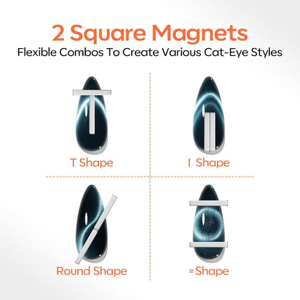 modelones Cat Eye Magnet Set, Heart French Cateye Gel Polish Nail Tools Kit Dual-Head 3 IN One Magnets Pen Heart Round Square Flower Glassy Moon Multi Effect Nail Art Designs Home DIY Salon Use