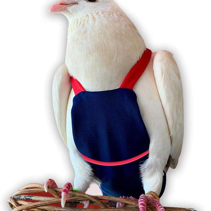 Bev's Bird Boutique Regular Flyper Adjustable Bird Diaper | Reusable, Washable Cloth | Comfort Fit for Parrot, Cockatiels, & Other Small Birds | Fashionable Avian Accessories, Navy & Red, Size 5