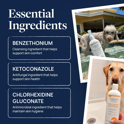 Veterinary Formula Clinical Care Antiseptic & Antifungal Medicated Shampoo and Spray for Dogs and Cats - Helps Alleviate Scaly, Greasy, or Red Skin - Paraben, Dye, and Soap Free, 2 Pack Bundle
