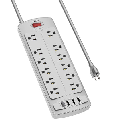6 Ft Surge Protector Power Strip with 12 Outlets and 4 USB Ports
