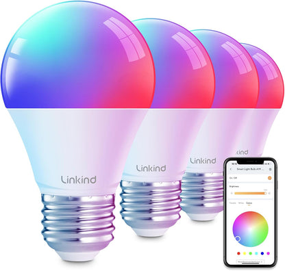 Smart Color Changing LED Light Bulbs, A19 E26, 4-Pack