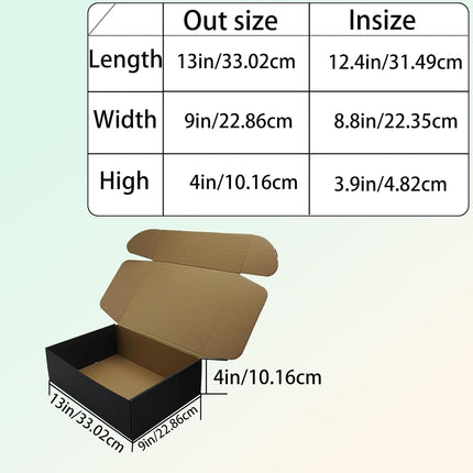 13x9x4 Black Shipping Boxes Set of 20, Corrugated Cardboard Mailers for Product Packaging & Mailing, Recyclable Small Business Shipping Supplies, Gift Boxes for Holiday Birthday Wedding Favors