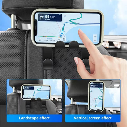 Car Back Seat Hook Hanging Storage Mobile Phone Holder Stand Lazy Rear Seat Phone Headrest Bracket For iPhone Samsung All Phones (2 PCS)