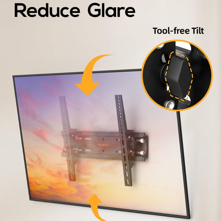 IWORKBOARD 40 50 55 inch Tilting TV Wall Mount for 24-65 '' TVs, Low Profile TV Mount, Ultra Slim Wall Mounts TVs Bracket, Max VESA 400x400mm, 99 lbs & 16 inch Studs, Fit Most 32+ 42 43 45 Screen