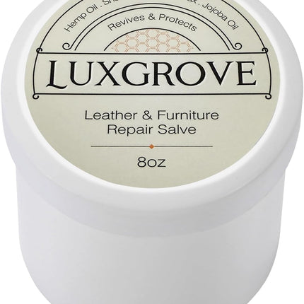LUXGROVE® Leather & Furniture Repair Salve- Polisher, Moisturizer, and Restorer for Couches and Furniture - Conditioner for Leather Cleaner, Wood, and Vinyl - Repair Salve for Car Seats - 8oz