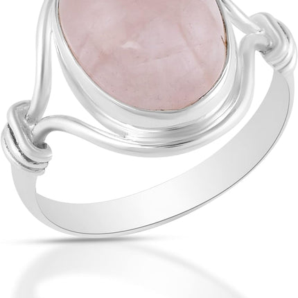 Solid 925 Sterling Silver Ring For Women & Girls Natural Gemstone Ring Sterling Silver Wedding Ring February Birthstone Bezel Set Gemstone Ring