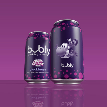 bubly Sparkling Water, The Super Mario Galaxy Movie Blackberry, Zero Sugar & Zero Calories, 12 Fl Oz Cans (Pack of 8), Packaging May Vary