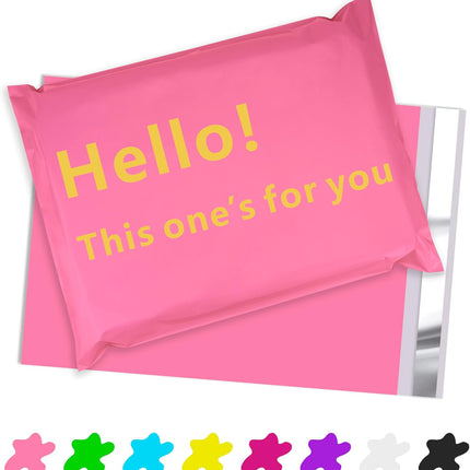 Poly Mailers 10x13 Inch 100 Pcs, Waterproof and Tear-resistant Shipping Bags, Strong Adhesive Shipping Envelopes, Self Seal Mailers Poly Bags with 2.4 Mil, Hello Pink
