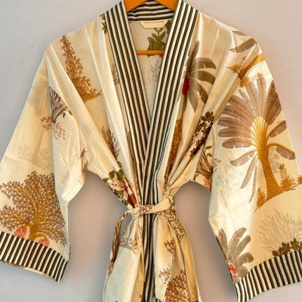 Robe Kimono Style Bathrobe, Long Dressing Gown, Free Size, Lightweight 3/4 Sleeves beach cover ups