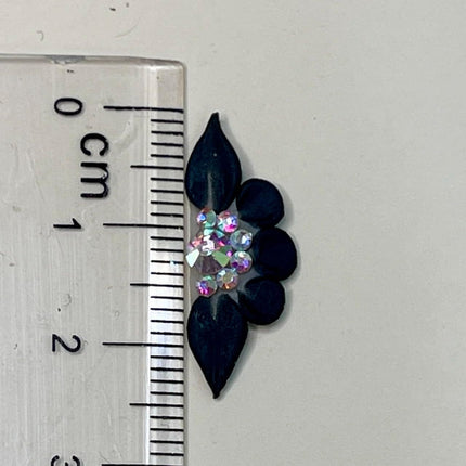 Set 8Pcs 3D Black Flowers Nails Charms With Rhinestone Gems Handmade by Acrylic Powder Design For Long Nail L,XL,XXL Flower Nail Art Floral Salon Decor Women Girls (Black -8Pcs)
