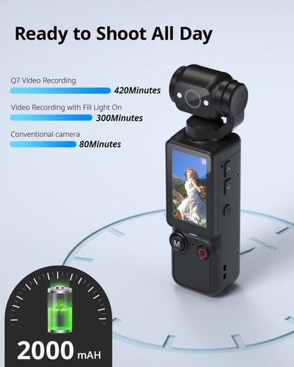 Vlogging Camera with 180° Rotating Lens, Pocket Body Camera with Audio & Video Recording,7-Hour Battery - photo 4