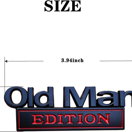 2 Pack Old Man Edition 3D Metal Car Emblem - Vintage Zinc Alloy Auto Badge, Universal Fit for Truck, SUV, Fender, Tailgate, Bumper (Silver and Black)