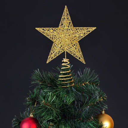 Christmas Tree Toppers Xmas Glitter Gold Hollow Star Treetop Topper