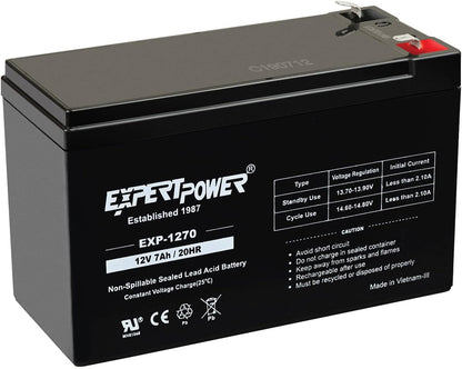 12V 7Ah - SLA Rechargeable 12V Battery for Ride-On Toys, Alarm System, UPS, EPS, Feeder, Exit Sign, Small 12 Volt