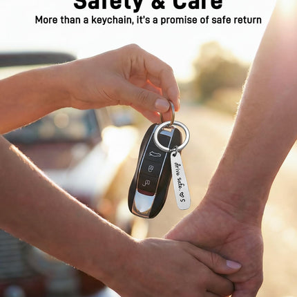Drive Safe Keychain for Him or Boyfriend, Personalized Initial Keyring, Love Reminder for Drivers, New Driver Gift