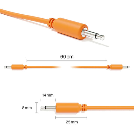 5-Pack - Mono Modular Patch Cables - TS 3.5mm 1/8" Eurorack Synthesizer [Orange | 15 cm - 5.91"]
