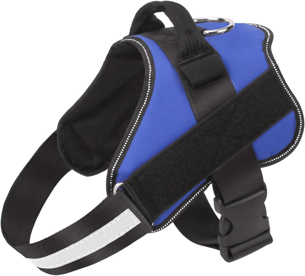 No-Pull Reflective Dog Vest Harness with Handle, Blue, S