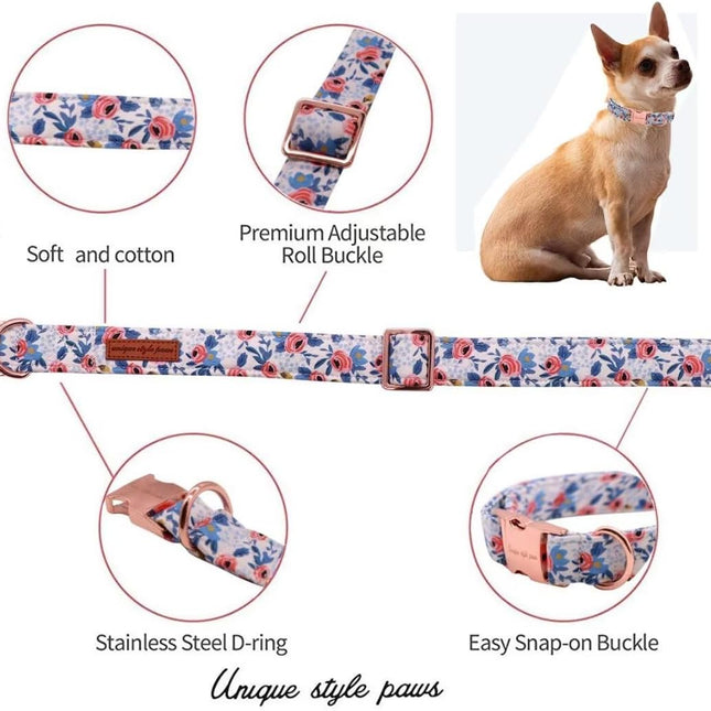 Dog Collar With Metal Buckle - Red Rose Flower Gift for Small, Medium, Large Boys Girls Dogs - Durable - photo 2