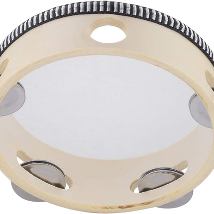 Hand Held Tambourine Drum 6 inch Bell Birch Metal Jingles Percussion Gift Musical Educational Drum Instrument for KTV Party Kids Games (6 inch)
