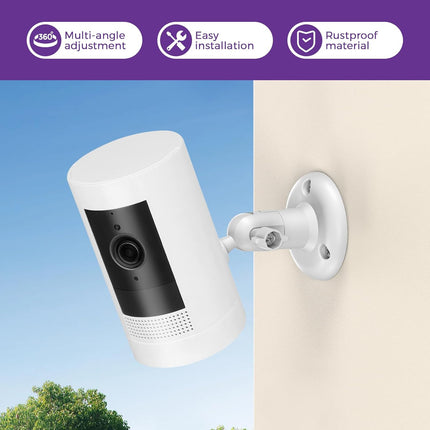 2 Pack Ring Camera Mount – No-Drill Indoor/Outdoor Wall Mount Compatible with Ring Stick Up Cam Plus/Pro, Ring Indoor Cam, Ring Outdoor Cam Plus – 360° Adjustable, Strong VHB Adhesive & Screw Option