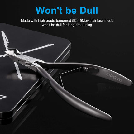Cuticle Trimmer 3/4 Jaw Extremely Sharp Cuticle Nippers Scissors Stainless Steel Clippers Cutter Remover Pedicure Manicure Nail Tool, X7, Space Gray