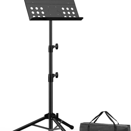 Vekkia Sheet Music Stand-Metal Professional Portable Perforated Music Stand with Carrying Bag,Folding Adjustable Music Holder,Super Sturdy suitable for Instrumental Performance & Band & Travel