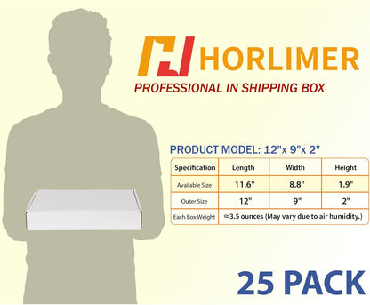 12 x 9 x 2 Inch White Corrugated Literature Mailer Boxes, Set of 25 - photo 2