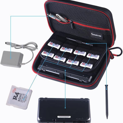 Smatree Carrying Case for Nintendo 3DS XL/2DS XL, Hard Protective Shell Travel Case for Nintendo New 3DS - Super NES Edition - Black/Red