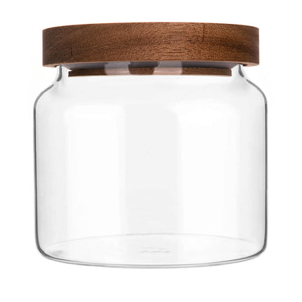 17 floz Small Glass Storage Containers with Lids,Candy Jar with Lid, Glass Food Storage Containers for Kitchen Counter, Pantry, Decorative Jar for Coffee, Sugar,Tea, Cute Jar(Bamboo 17 FL OZ)