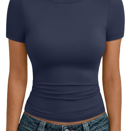 Women's Crewneck Short Sleeve T-Shirt Sexy Slim Fit Basic Going Out Tops