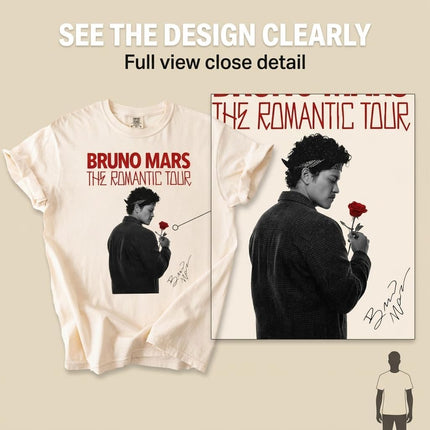 Bruno The Romantic Tour Shirt for Pop Soul Music Fans - Retro 2026 Stadium World Tour Concert Tee - Unisex Vintage Graphic Shirt Multi