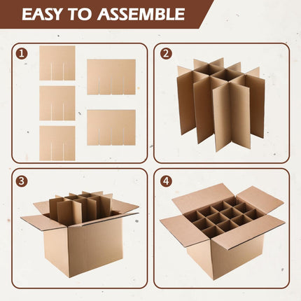 5 Sets Moving Box Glasses Divider Kits,Wine Glassware Dish Packing Divider for Moving Boxes,Cardboard Dividers for 16 x 12 x 12 Inch Box (Box Not Included)