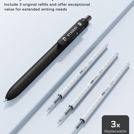 STAGEEK Black Gel Pens GX3, 6Pcs Fine Point Smooth Writing Pens with 3 Extra Refills, Black Ink Pens for Journaling, Office, Note Taking, School Supplies, Nurse Aesthetic(Black Gray White)