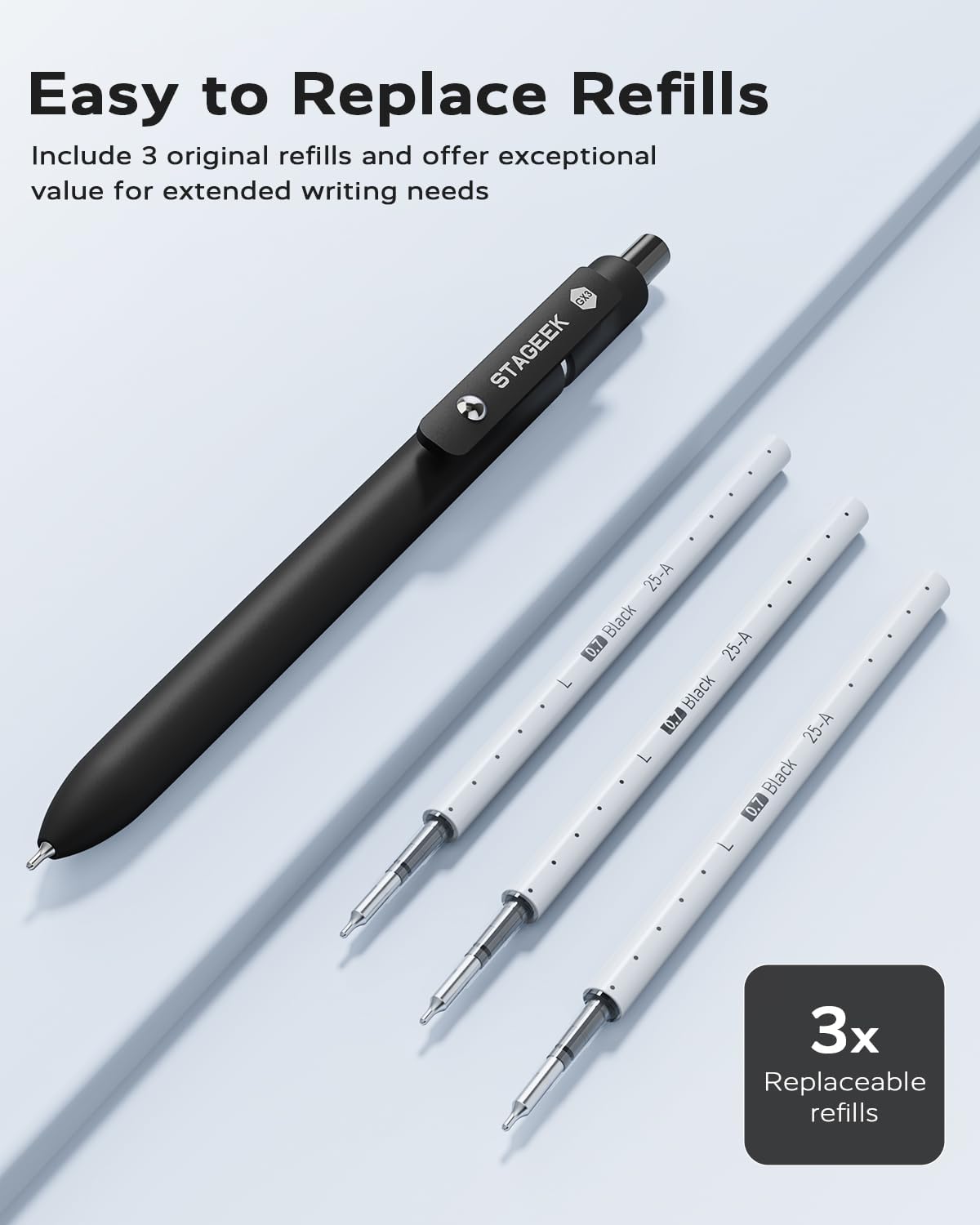 Black Gel Pens, 6Pcs Fine Point Smooth Writing Pens with 3 Extra Refills, Black Ink Pens for Journaling - photo 2