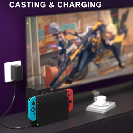 Dock Station for Nintendo Switch/Switch OLED, Replacement 3-in-1 TV Dock Set with Original IC Module, AC Charger & High-Speed HDMI Cable for 1080P HD Output（Not Compatible with Sw 2）