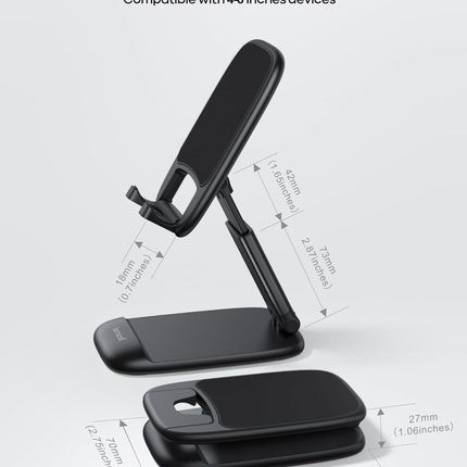 Lamicall Cell Phone Stand for Desk - [Height Adjustable] Foldable Mobile Phone Holder, Portable Stand for iPhone 17 16 15 14 13 12 11 Pro Max Plus Air, Galaxy S25, Telephone, Office Gift Accessories