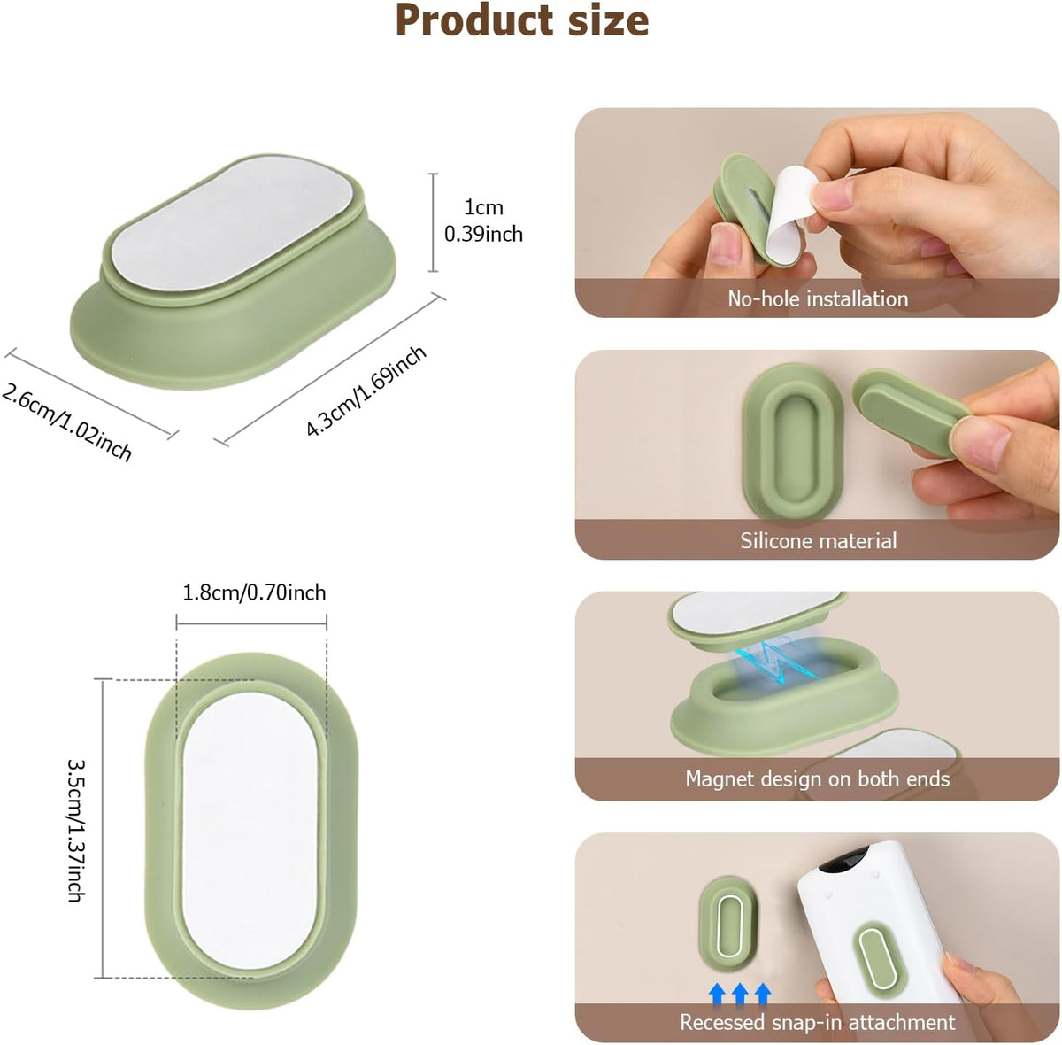 Magnetic Remote Control Holder Wall Mount - 4 Pcs No Drill Self-Adhesive Organizer for Air Conditioner & - photo 3