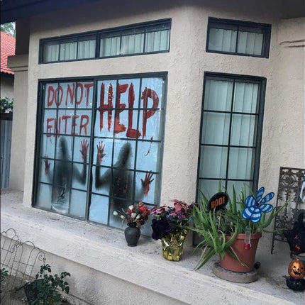2PCS Halloween Giant Bloody Window Posters Windows Clings Party Decoration Haunted House Door Cover Creepy School Dormitory Window 60" x 60"