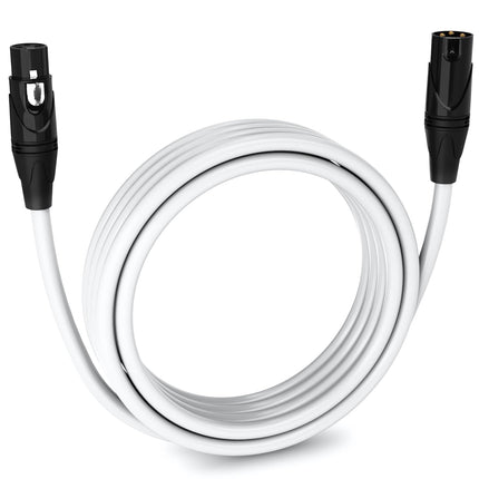 LyxPro 15 Feet XLR Microphone Cable Balanced Male to Female 3 Pin Mic Cord for Powered Speakers Audio Interface Professional Pro Audio Performance and Recording Devices - White