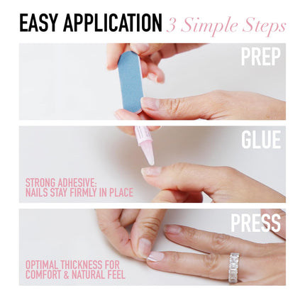 Press On Nails - MaDamn | French Tip UV Finish Short Pointed Almond Fake Nails, Salon Quality Semi-Transparent Nails in 12 Sizes - 24 Nail Kit with Glue
