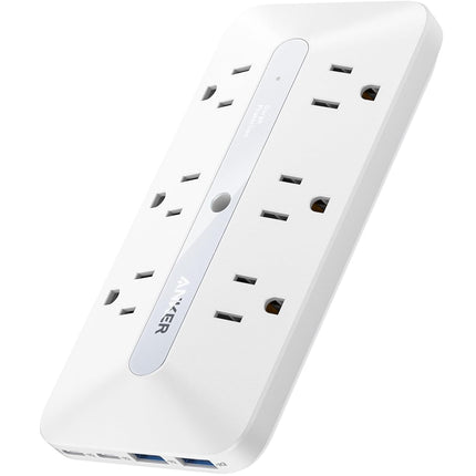Anker Outlet Extender, Power Strip with 300J Surge Protector, 10-in-1 with 6 AC, 2 USB A, 2 USB C Ports, Wide-Spaces Outlets and 20W Fast Charging, Dorm Room Essentials