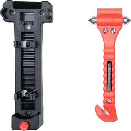 Emergency Escape Tool, Window Breaker and Seatbelt Cutter, Car Safety Hammer with Protective Bracket, Bright Orange, 2 Pack